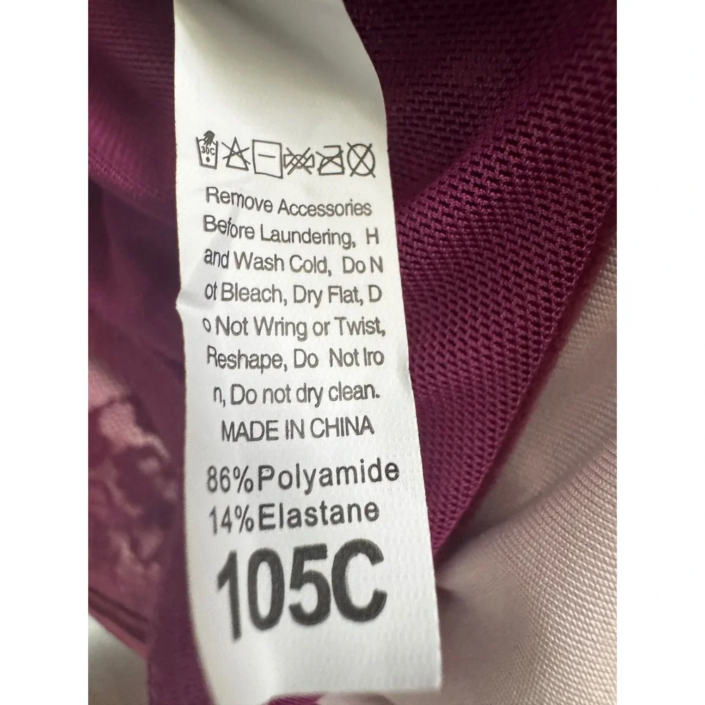 Lace Front-Close Bra Women 105C Purple Excellent Sheer Underwired